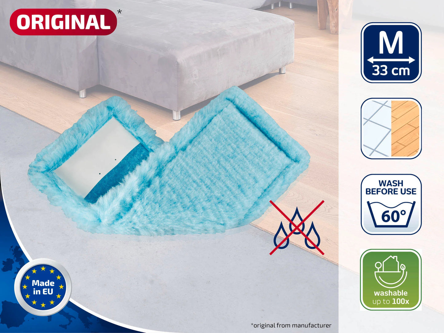 Leifheit Clean Twist System Mop Replacement Static Plus Wiper Cover L52124