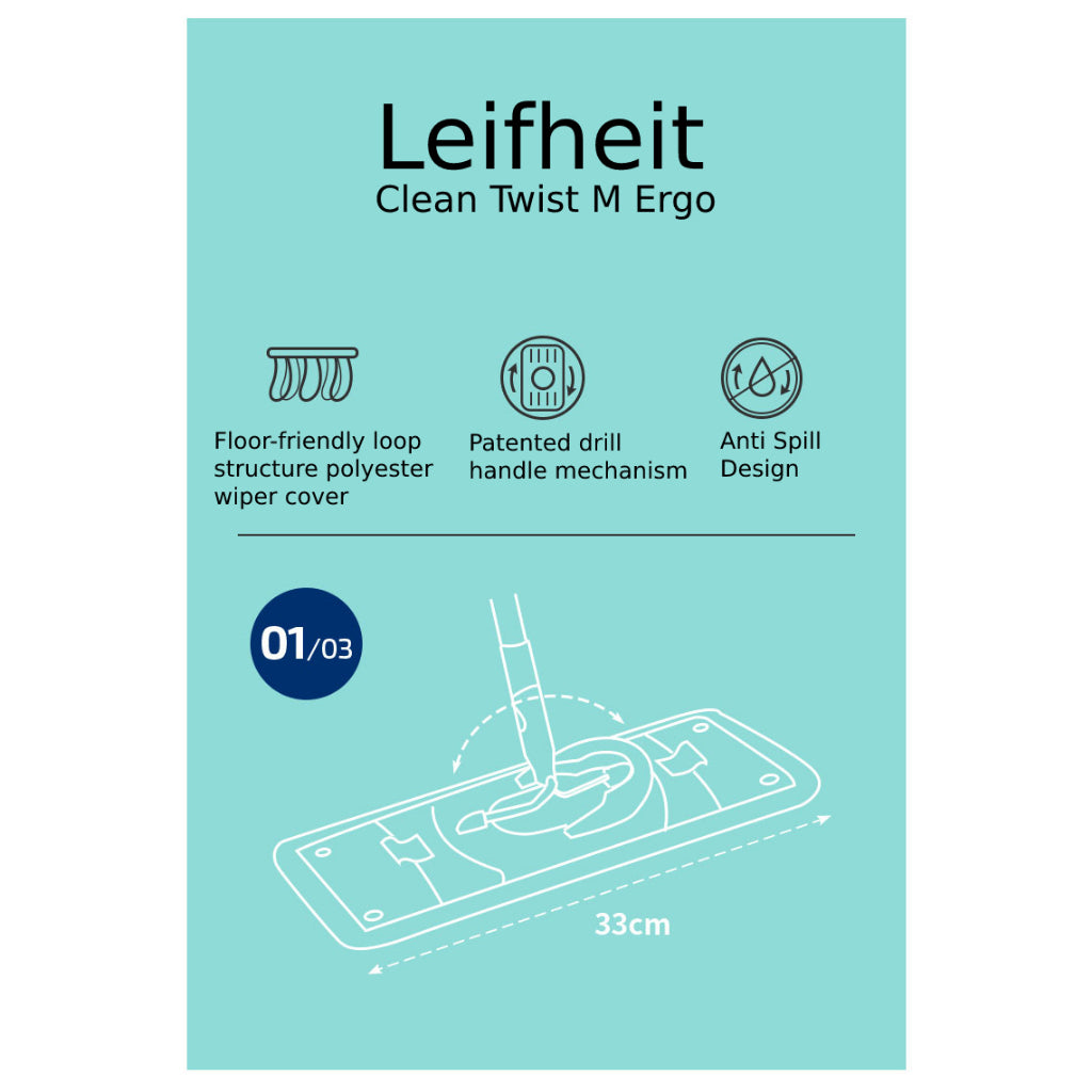 L52120 Leifheit Clean Twist M Ergo Set (Rectangle) – Robinsons Singapore
