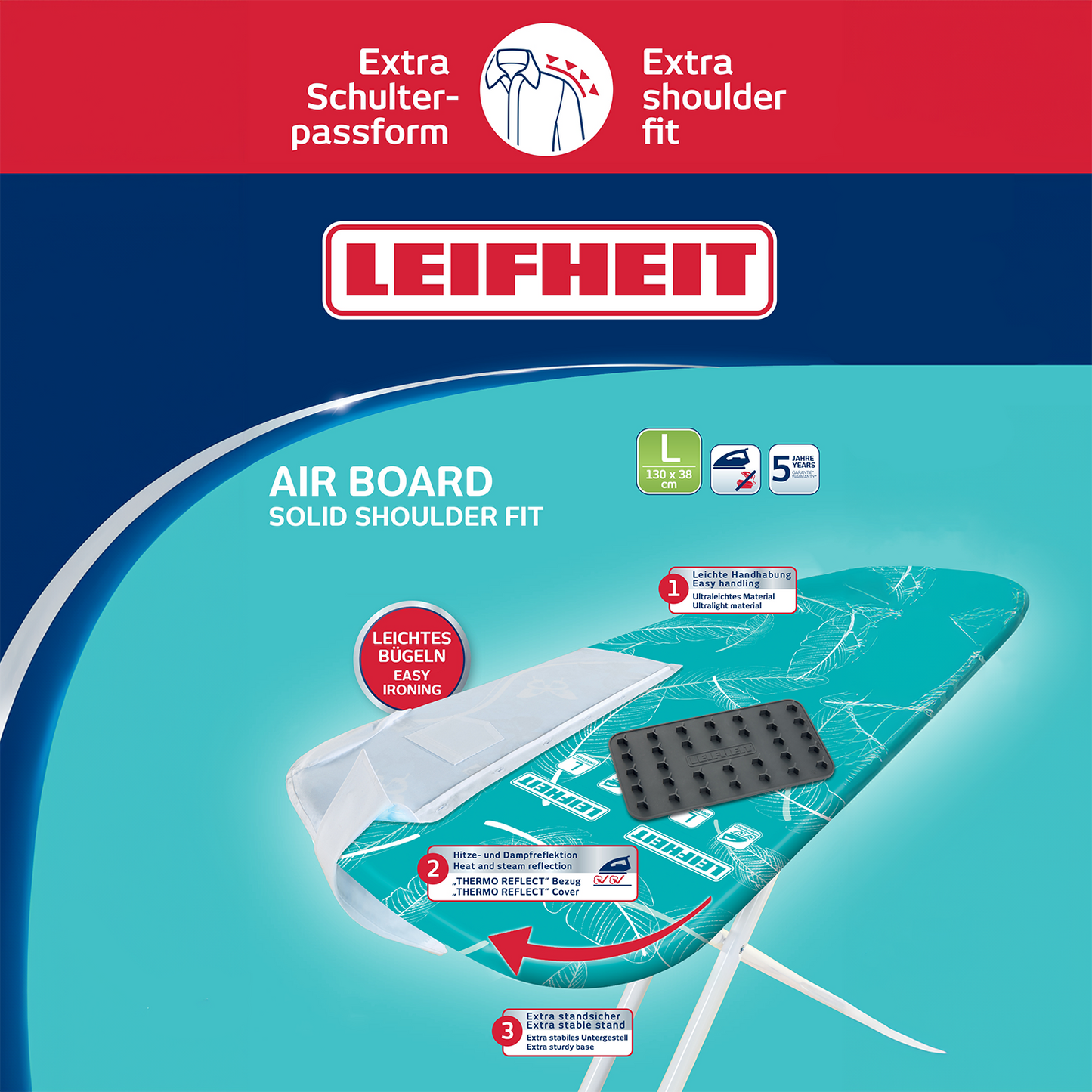 LEIFHEIT Ironing Airboard L Solid Shoulder L72698