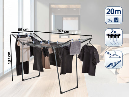 Leifheit Pegasus 200 Solid Slim Black Clothes Drying Rack L81695