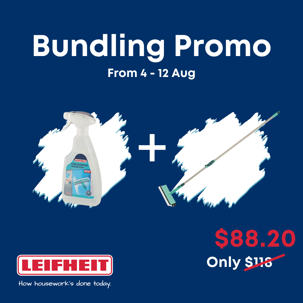 Leifheit Brush Window Cleaner Telescopic Handle, 110 -190 cm + Window Spray L51104+L41409