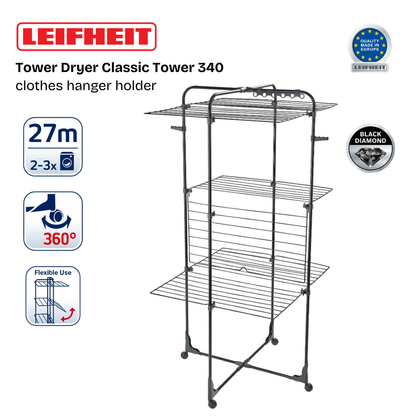 Leifheit Classic Tower 340 Black Tower Dryer L81471