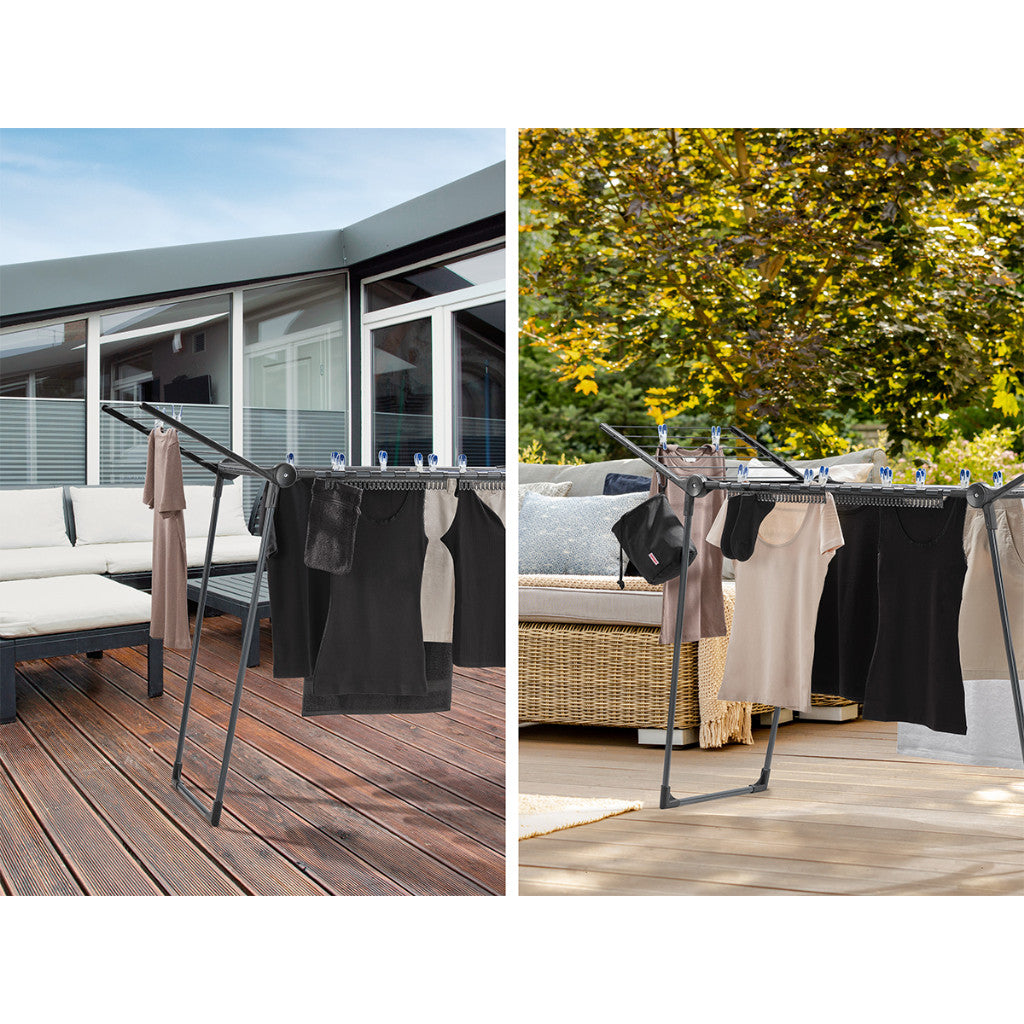 Leifheit Pegasus 180 Solid Slim Black Clothes Drying Rack L81589