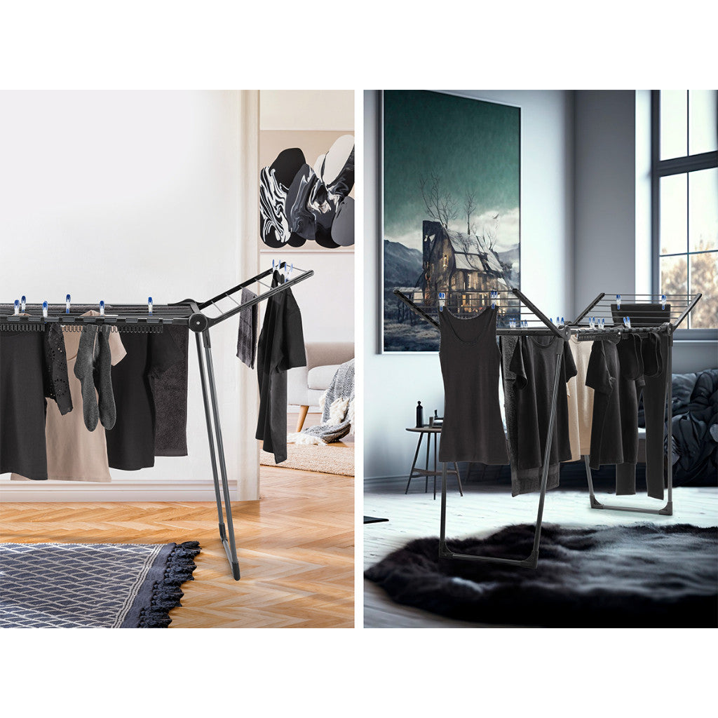 Leifheit Pegasus 180 Solid Slim Black Clothes Drying Rack L81589