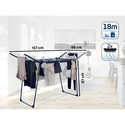 Leifheit Pegasus 180 Solid Slim Black Clothes Drying Rack L81589