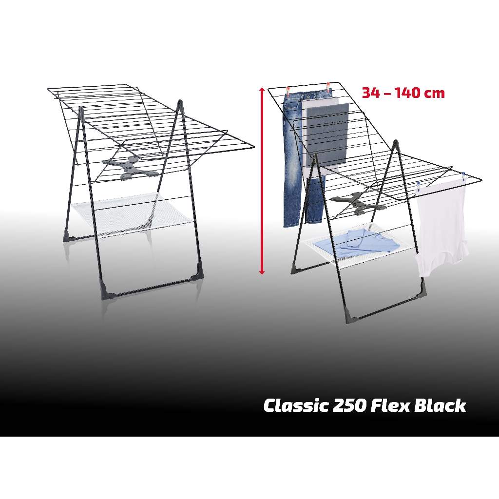 Leifheit Standing Dryer Classic | Drying Rack 250 Flex Black