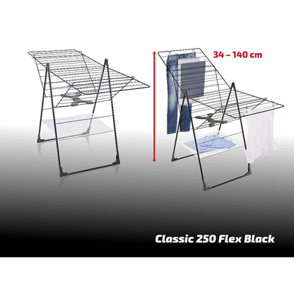 Leifheit Standing Dryer Classic | Drying Rack 250 Flex Black