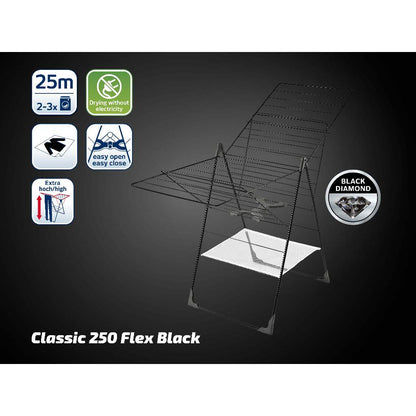Leifheit Standing Dryer Classic | Drying Rack 250 Flex Black